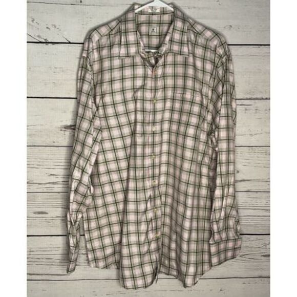 Peter Millar Button Up Shirt Men's XL Pink Gray Plaid /Check Cotton Lightweight‎ - Picture 1 of 8